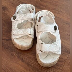 Kurt Geiger London Orson Quilted Leather Platform Sandals Eagle White Strap Shoe